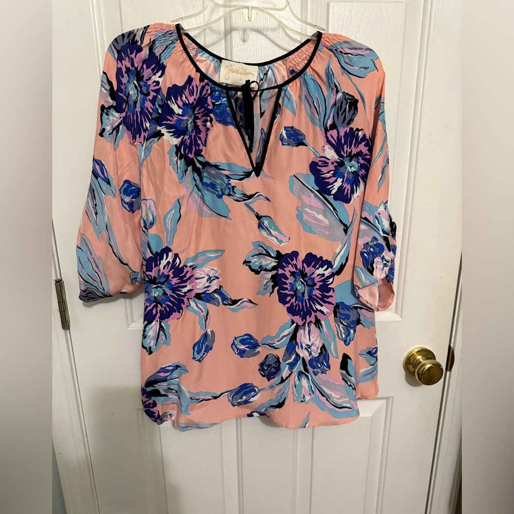 Yumi Kim Coral and Violet Floral Blouse *GREAT CONDITION*